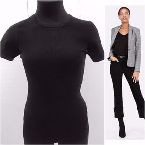 Express Black Bandage Ribbed Short Sleeve Top
